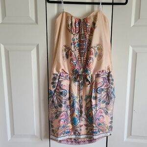 Bisou Bisou Strapless Dress with Pink and Blue Patterns